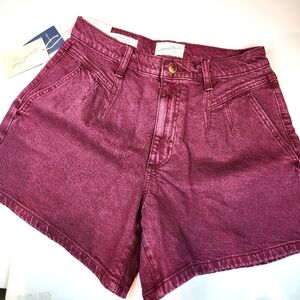 Vintage High-Waisted Burgundy Plum Denim Shorts Vintage Style High Waist Size‎ 4